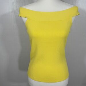 Joseph A. Women‎ Knit Top, Sleeveless Shell Top Yellow Ribbed Tank Top Size S